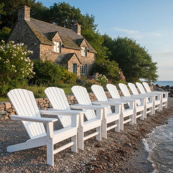 POLYCHAIR™ All-Weather Shell Curve Back Poly Adirondack Chair Outdoor Furniture | Heavy Recycled Plastic Poly not wood | Handmade in USA