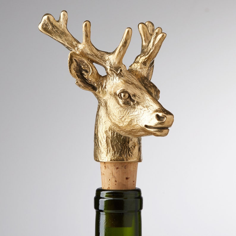 Deer Bottle stopper. Wine gold color stopper. Barware decor image 7