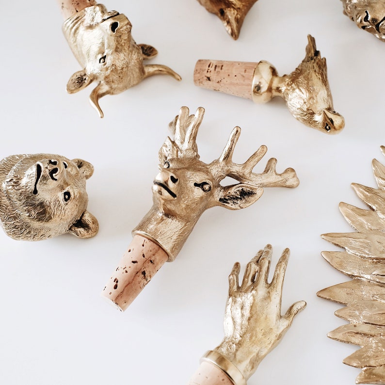 Deer Bottle Stopper. Wine Gold Color Stopper. Barware Decor Etsy