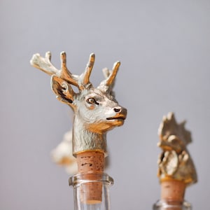 Deer Bottle stopper. Wine gold color stopper. Barware decor image 1