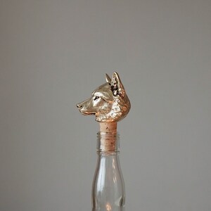 Bottle Stopper Wolf. Wine Bottle Cork. Gold Color Stopper Wine. Brass wine topper image 8