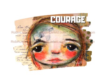Courage Art Print | Mixed Media Girl Portrait (Digital Download)