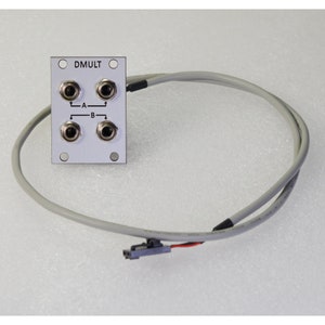 Pu&ograve; includere: Un modulo elettronico color argento con quattro prese di ingresso, etichettate A e B, e il testo "DMULT". Un cavo grigio con un connettore si estende dal modulo.