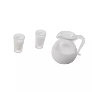 1/12 dollhouse miniatures- a milk jar with 2 glasses of milk