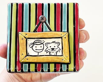 clique tile - cat and dearest human