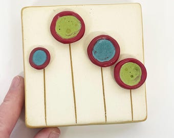clique tile - poppy flowers