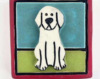 clique tile - good dog - red frame