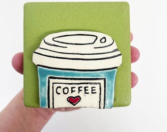 clique tile - coffee on green