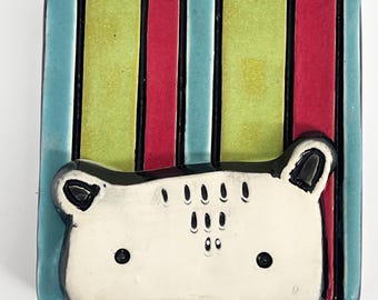 clique tile - bear on stripes