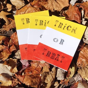 Trick or Treat, Halloween handmade greeting card, blank inside