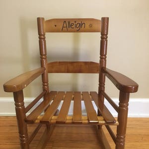 Wood burned Childrens rocker, rocking chair, personalized image 1