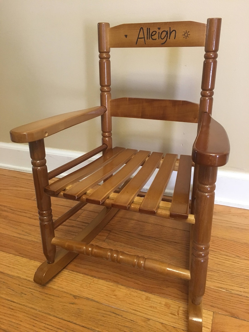 Wood burned Childrens rocker, rocking chair, personalized image 2