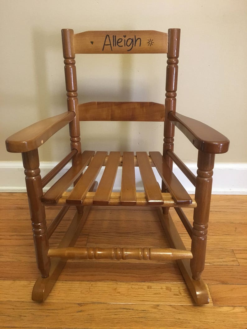 Wood burned Childrens rocker, rocking chair, personalized image 1