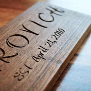 Walnut Last Name Established Sign - Personalize with your Last Name - Wedding Gift or Anniversary Gift