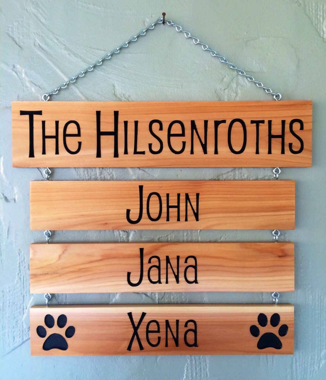 Outdoor Family Name Sign With Optional Pet Name Board // Hanging Drop