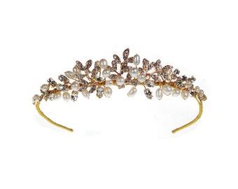 Crystal & Pearl Wedding Tiara | Bridal Headpiece | Trinity