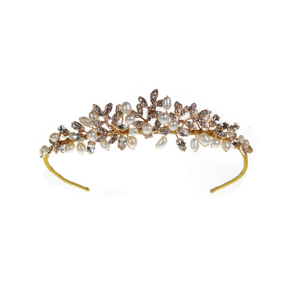 Crystal & Pearl Wedding Tiara | Bridal Headpiece | Trinity