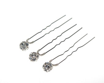 Set of 5 Crystal Sphere Hair Pins | Diamante Sparkle Hair Pins | Jose