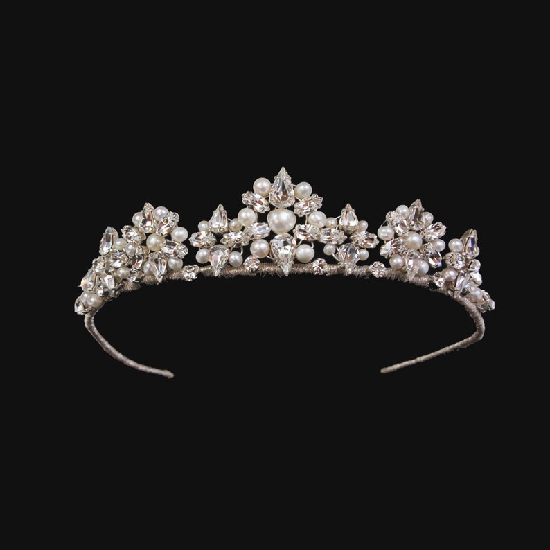 sparkling crystal and freshwater pearl tiara