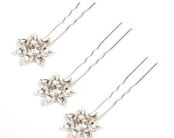 Crystal Star Wedding Hairpins |  Bridal Hairpins | Crystal And Silver Hairpins | June