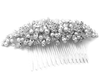 Freshwater Pearl Hair Comb | Freshwater Pearl & Crystal Hair Comb | Bridal Hair Comb | Missy