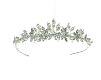 Pearl & Embellished Leaf Traditional Tiara | Bridal Tiara | Hope