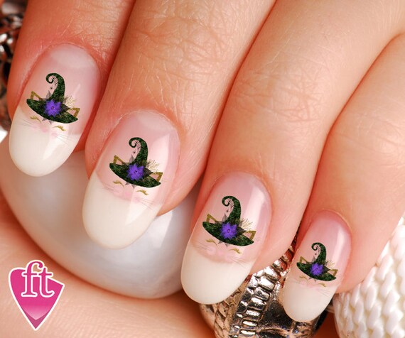 Halloween Cat Flower Crown Nail Art Decal Sticker Cat203 Etsy