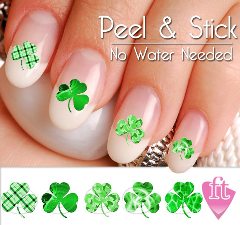 Ногти с рисунком клевера