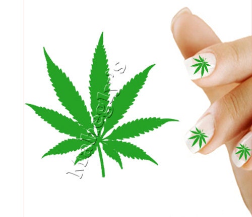 Green Pot Leaf Weed Nail Art Decal Sticker Set POT101