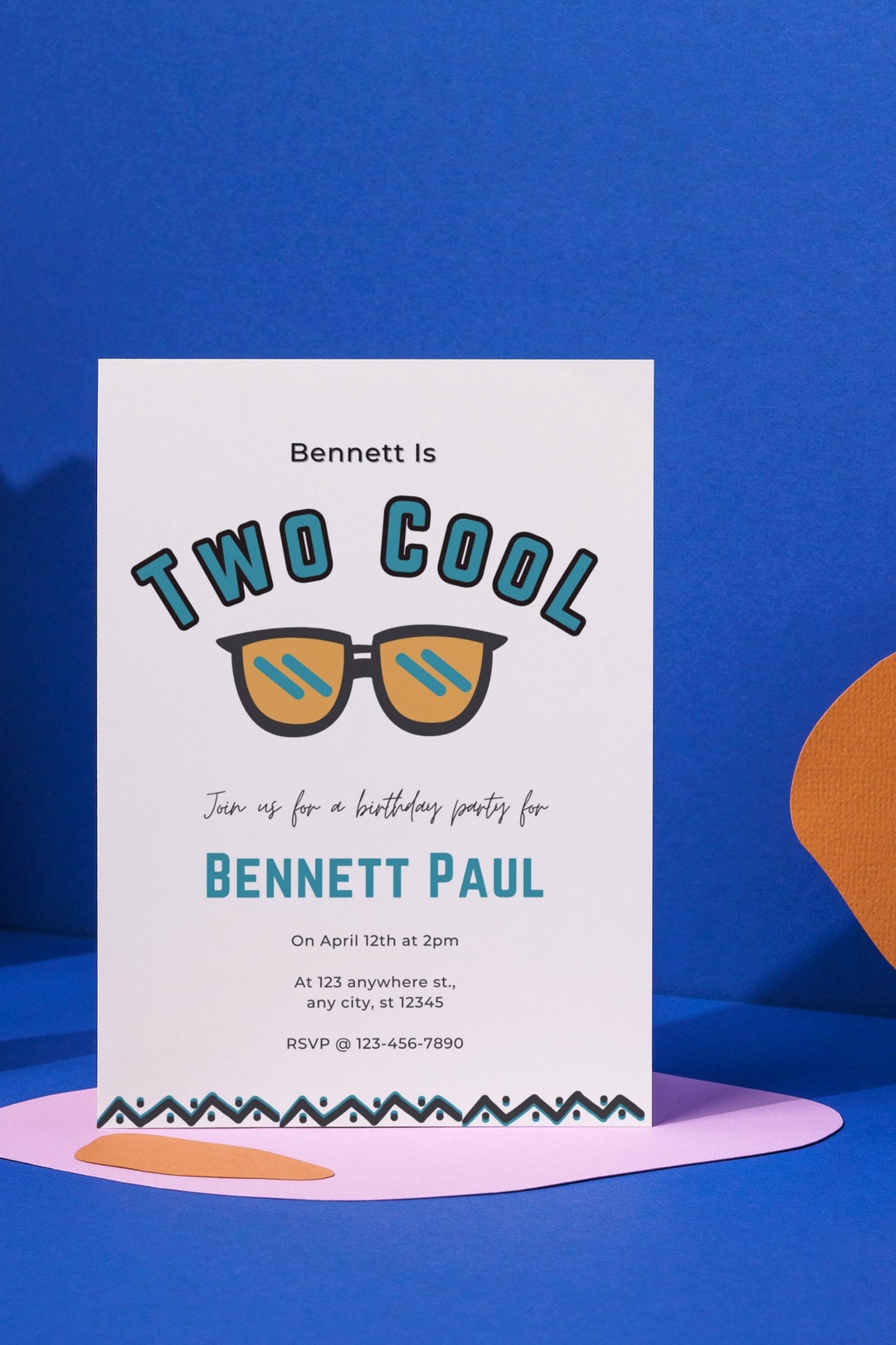 Invited Cool Two Cool Invitation Template Second Birthday Invitation Modern ...