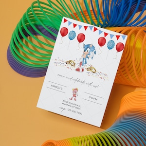 Faire-part d'anniversaire de Sonic le hérisson | Super invitations à une fête d'anniversaire | Invitation électronique | Invitation numérique | carte d'invitation | Télécharger Sonic Birthday