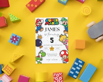 Printable birthday Invitation, Mario Invite, Super Mario invitation, Mario Brothers instant download editable boy Mario Bros Birthday Invite