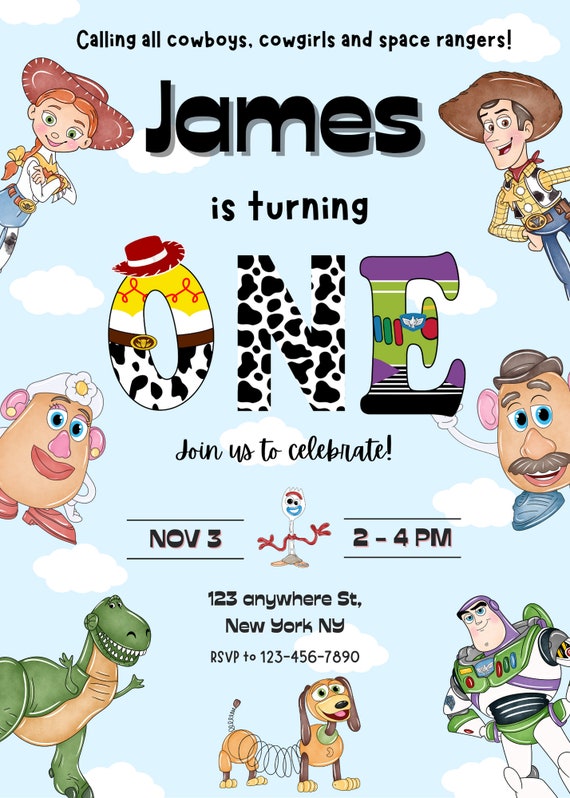 Tarjeta De Cumpleaños Personalizada Toy Story - Para Niño, Sobrino, Hijo, Con Nombre Y Edad