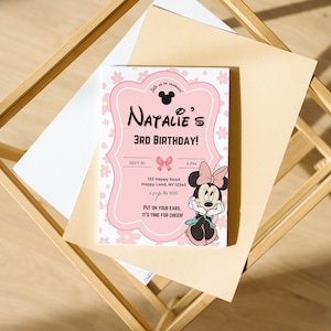 Minnie Mouse Invitation, Minnie Mouse Pink Birthday Invitation Printable, Minnie Invite, Girl Minnie Mouse Invite, INSTANT DOWNLOAD