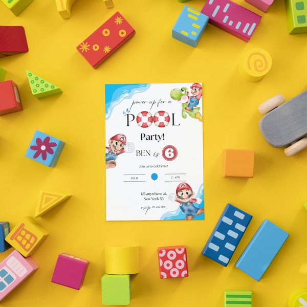 Super Mario inspired Birthday Invitation | Kids Birthday invite, Super Mario birthday digital download, Digital invite only