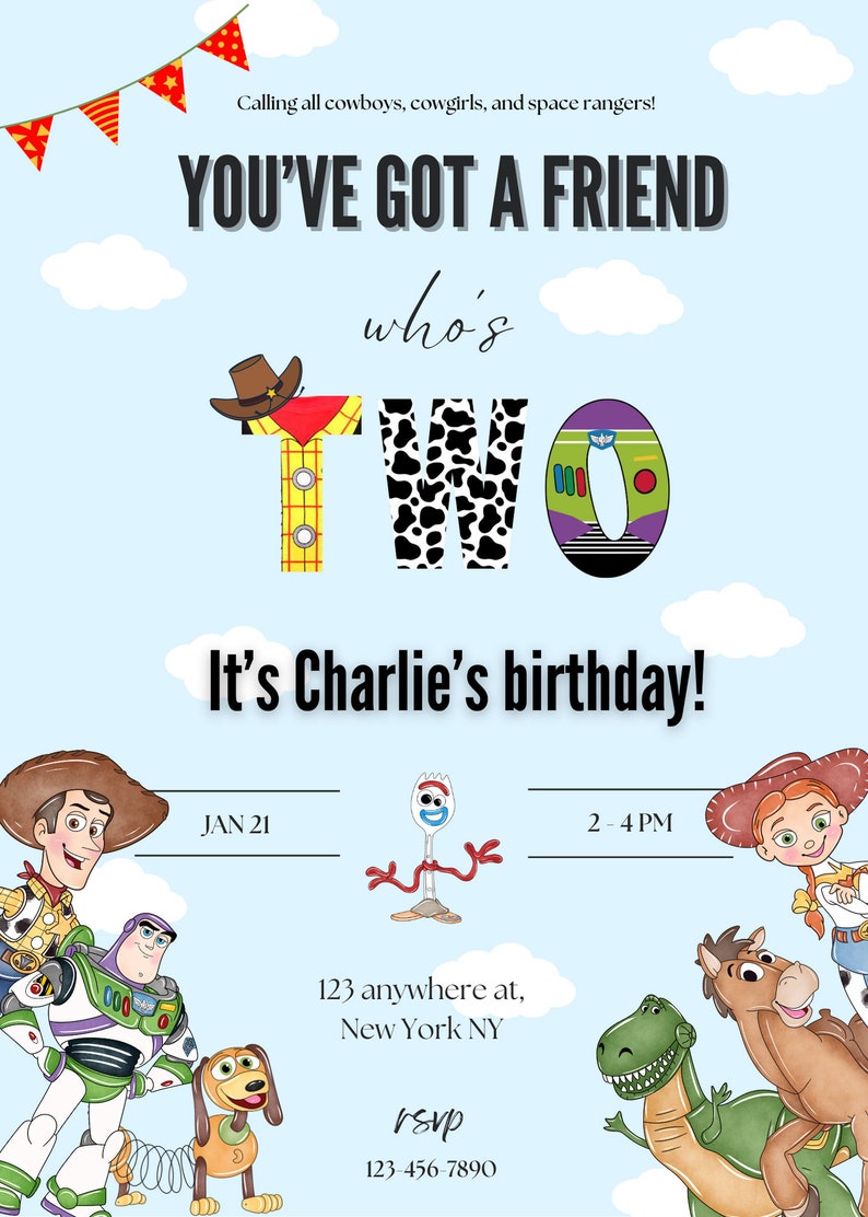 Toy Story SECOND Birthday Invitation Instant Download Etsy