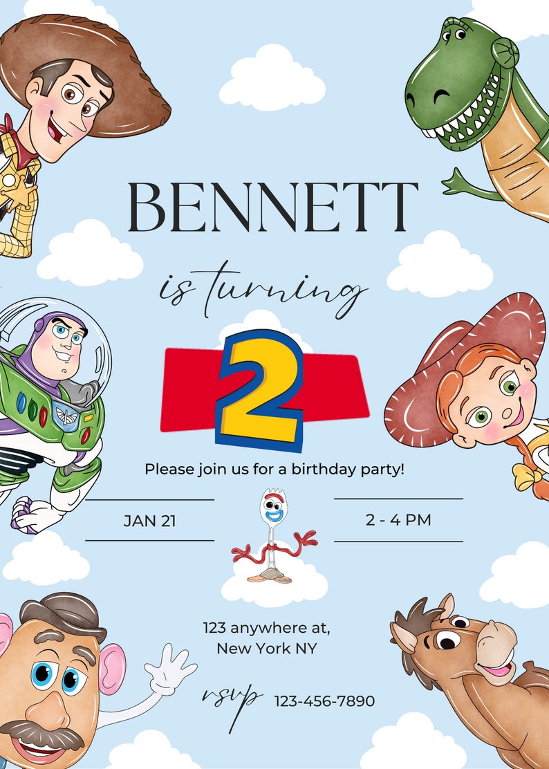 Toy Story Birthday Invitation Instant Download Personalized Etsy