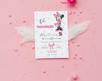 Minnie Mouse Invitation, Minnie Mouse 2nd Birthday Invitation Printable, Oh Twodles Invite, Girl Minnie Mouse Invite, INSTANT DOWNLOAD