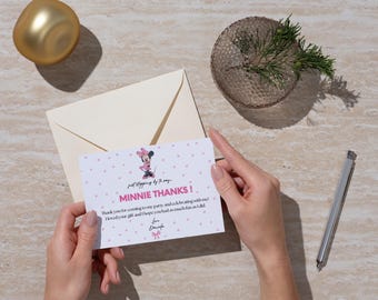 Minnie Mouse THANK YOU Instant Download Personalized Printable Editable Template Digital or Printed Invite,  Digital download