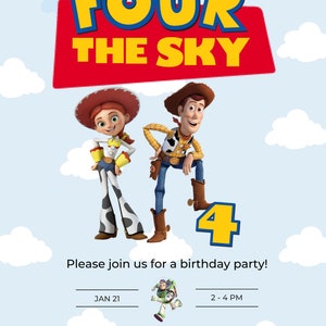 Reach Four the Sky Birthday Invitation, Reach 4 the Sky Invite ...