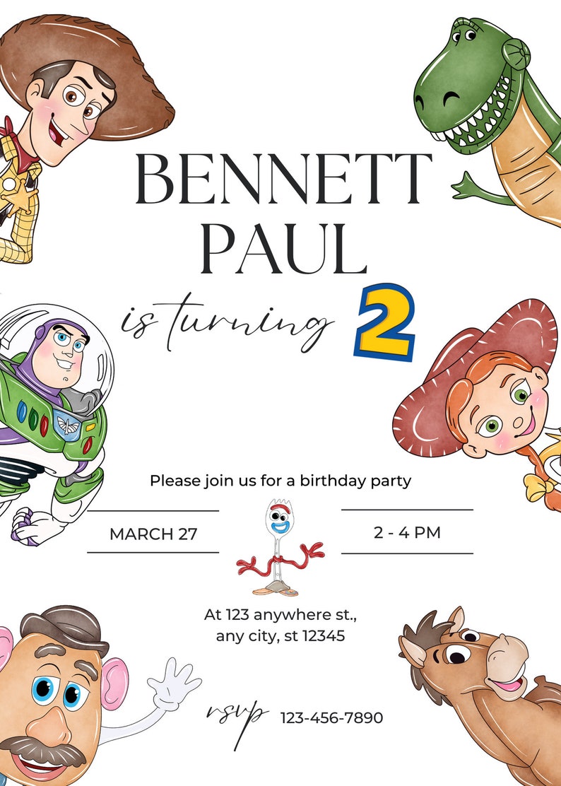 CUSTOM Toy Story Invitation and Cake Toppers Etsy