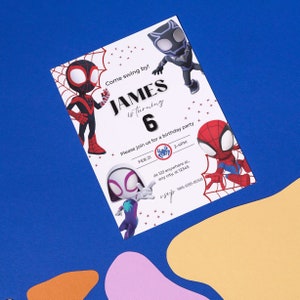 Spidey and Friends Invitation, Personalized Invite, Printable, Digital File, Superheroes Party, Instant Download, Spider, Iron