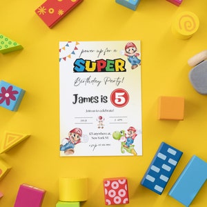 Printable birthday Invitation, Mario Invite, Super Mario invitation, Mario Brothers instant download editable boy Mario Bros Birthday Invite