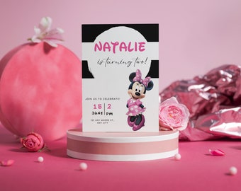 Minnie Mouse Invitation, Minnie Mouse 2nd Birthday Invitation Printable, Oh Twodles Invite, Girl Minnie Mouse Invite, INSTANT DOWNLOAD