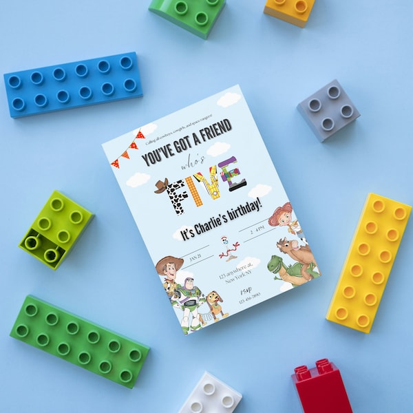 Toy Story FIFTH Birthday Invitation Instant Download Personalized Printable Editable Template Digital or Printed Invite, 5 years old, five