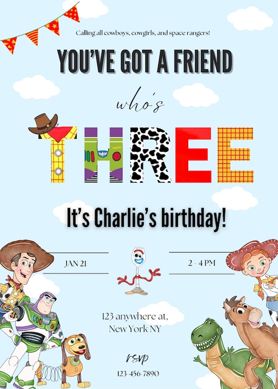 Tarjeta De Cumpleaños Personalizada Toy Story - Para Niño, Sobrino, Hijo, Con Nombre Y Edad