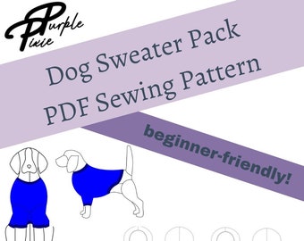 Dog Sweater Sewing Pattern PDF | Pet Clothing Pattern | Sizes XS to XL | Instant Download | A0 Projector Files Included
