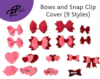 Valentine Snap Clip Covers and Bow SVG Cut Files | Hair Clip Templates for Cricut & Silhouette | DIY Valentine Hair Accessories