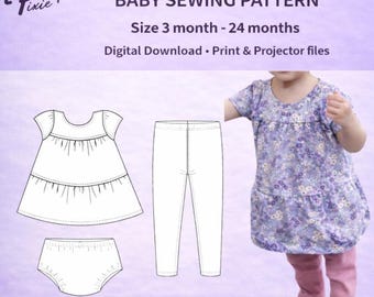 Baby Tights Top & Bum Cover Sewing Pattern PDF | Easy Newborn Clothes Sewing Pattern | Instant Download | A0 Copy Shop + Projector Files