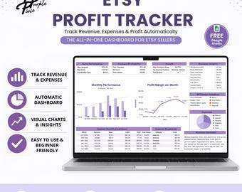 Etsy Profit Tracker Spreadsheet | Sales & Expense Dashboard | Small Business Finance Tracker | Google Sheets Template